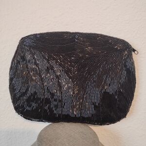 Unbranded Black Beaded Clutch Hand Bag
